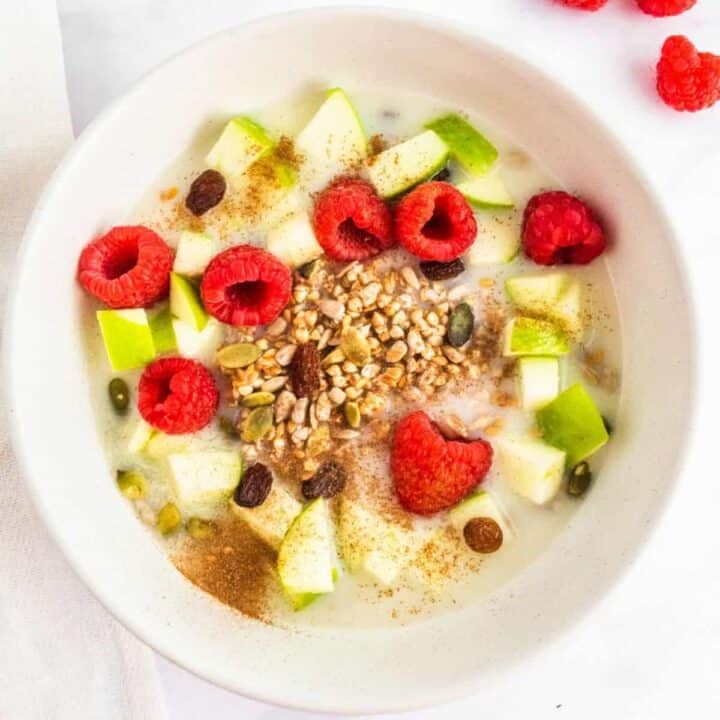 Raw Buckwheat Breakfast with Apple & Raspberries